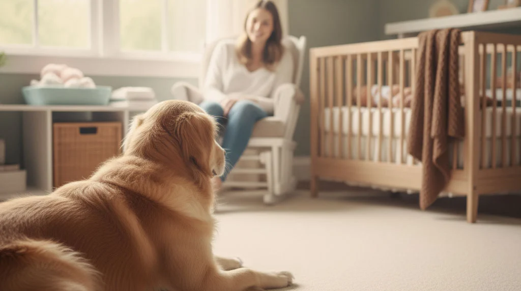 اولین برخورد سگ و نوزاد، کنترل شده و آرام